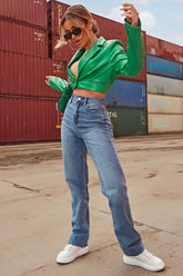 90's Babe Straight Leg Jeans  - Medium Blue Wash Ins Street